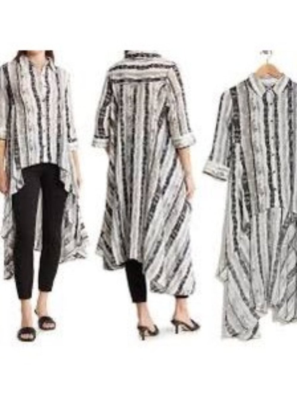 Patrizia Luca Milano Striped High-Low Tunic Shirt Dress Art to Wear Size Medium